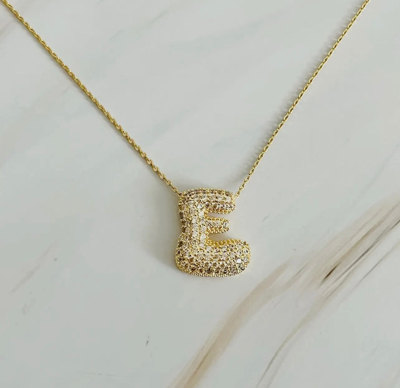 Crystal Bubble Initial Necklace