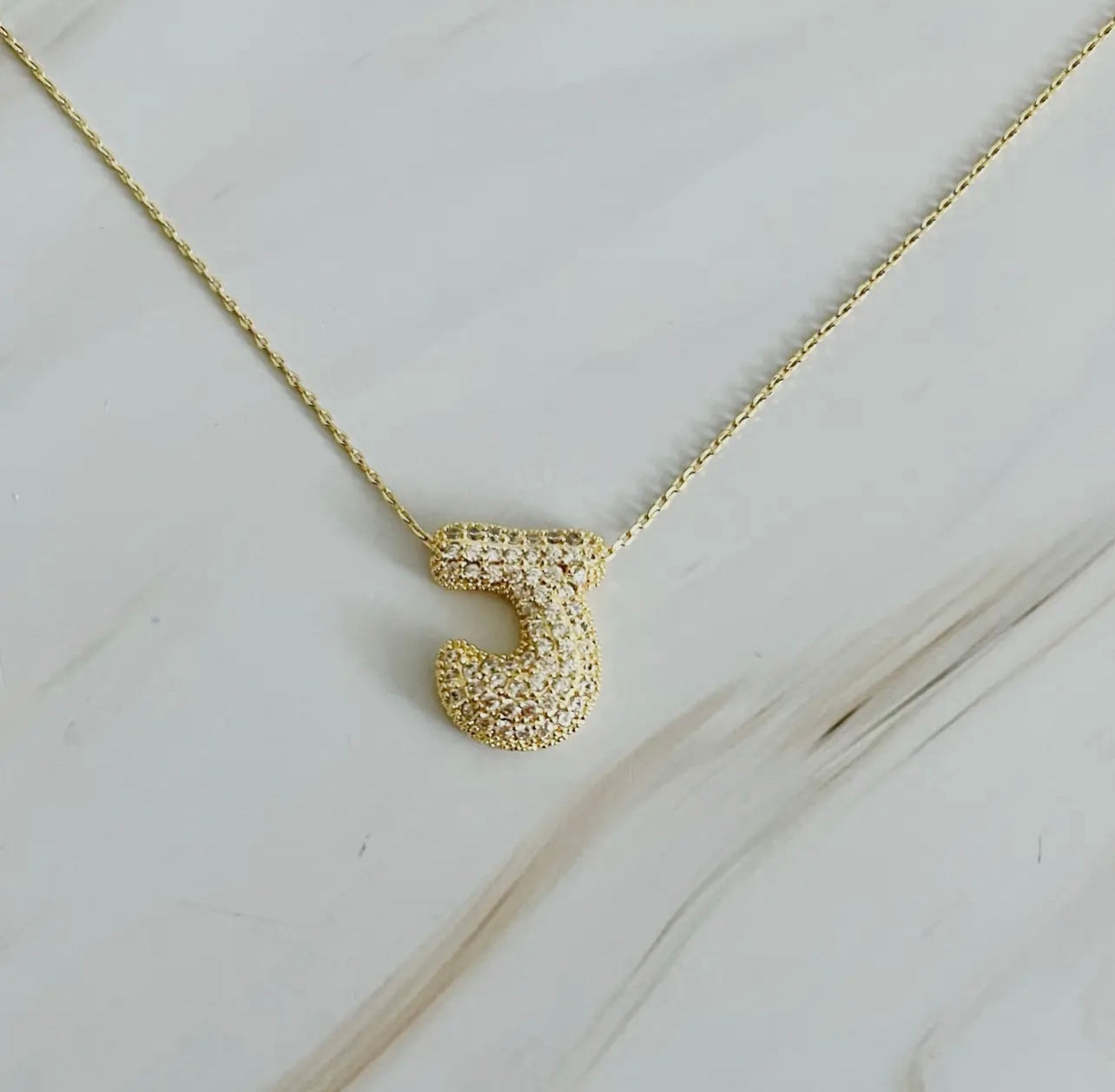 Crystal Bubble Initial Necklace