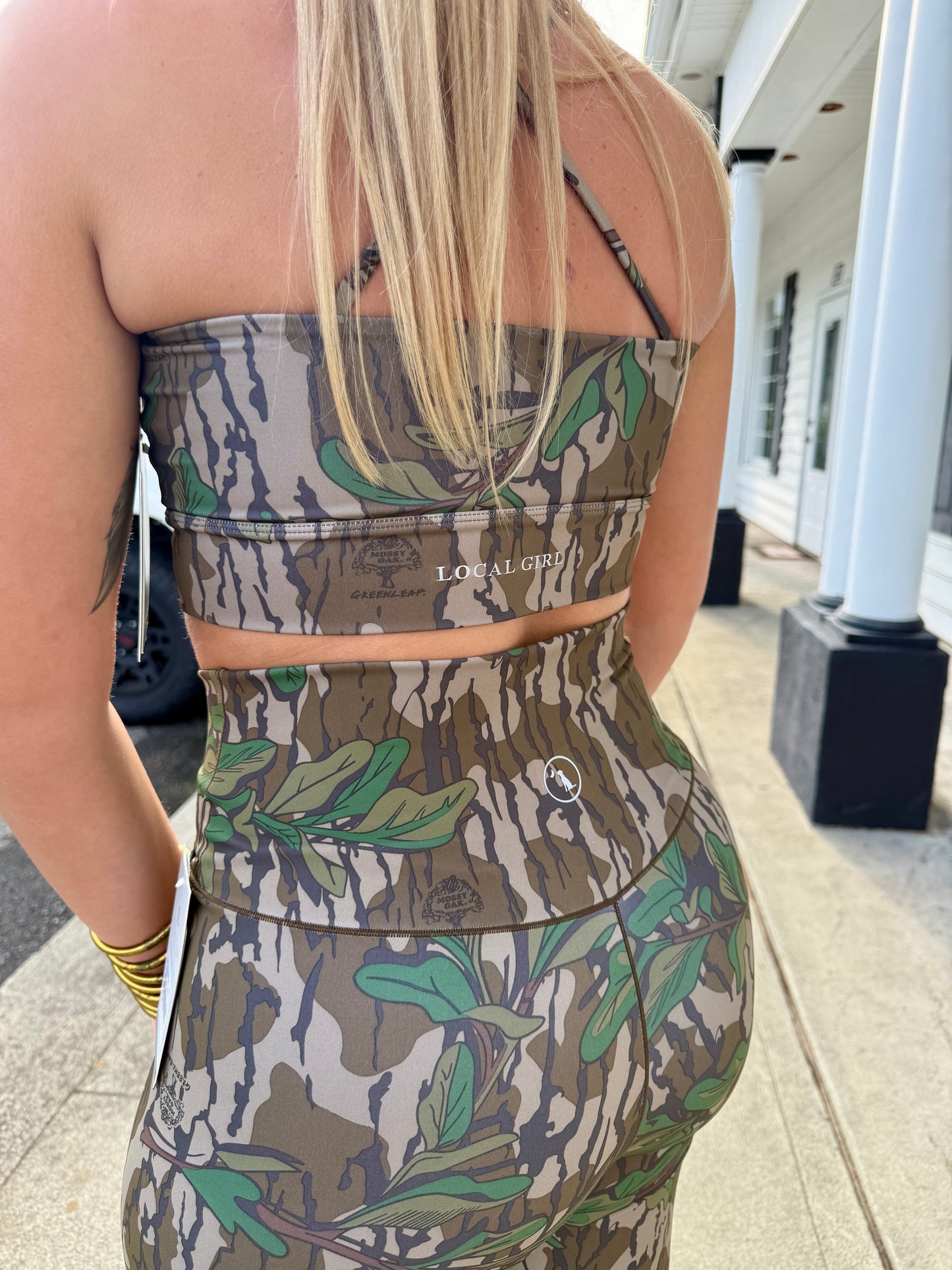 Local Girl Green Leaf Flare Leggings