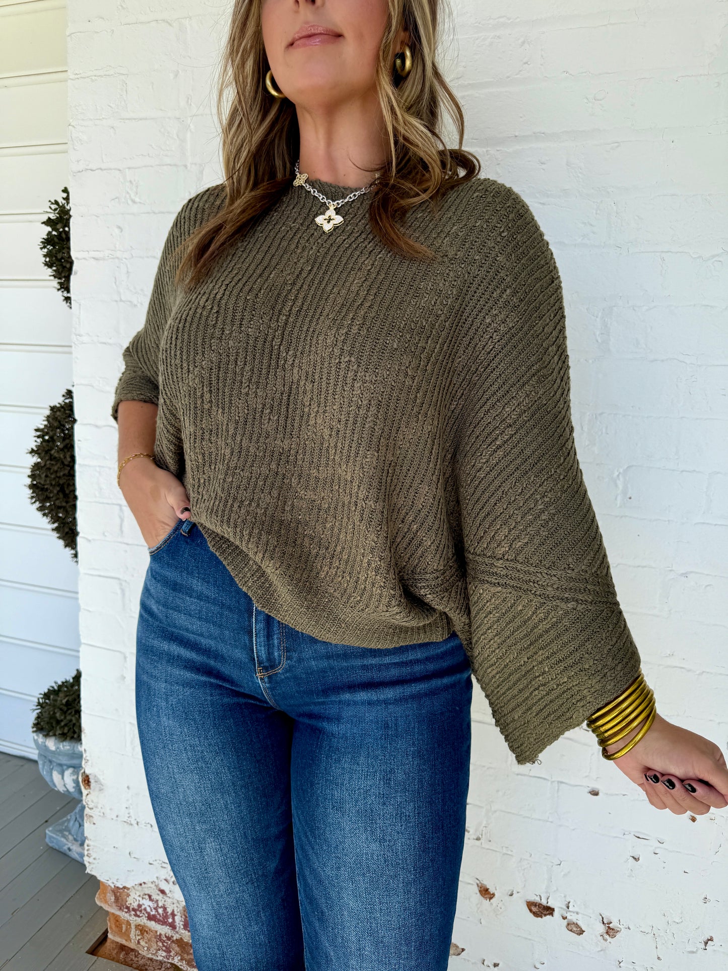 Fern Haze Boat Neck Sweater