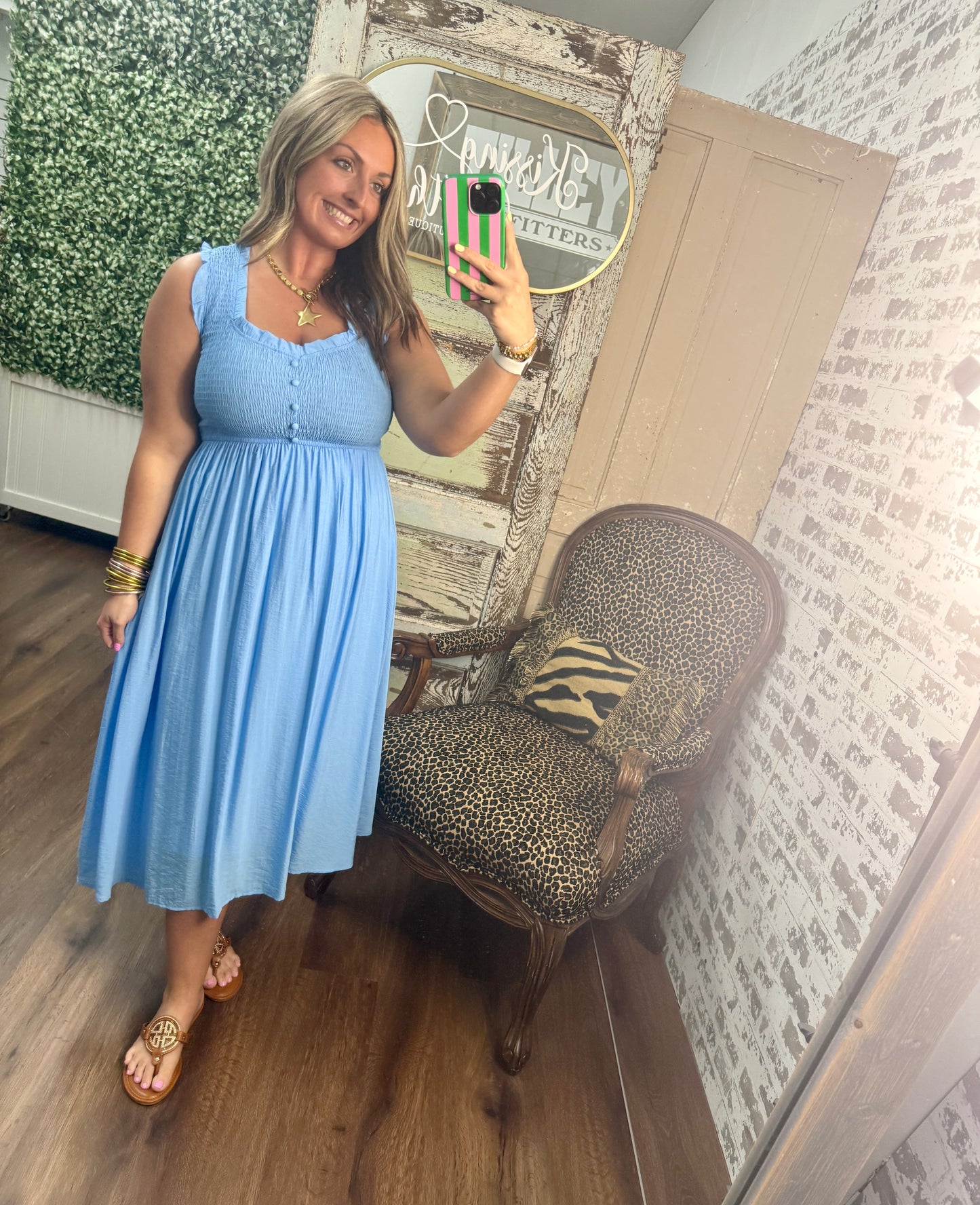 Millie Sweetheart Midi Dress - Blue