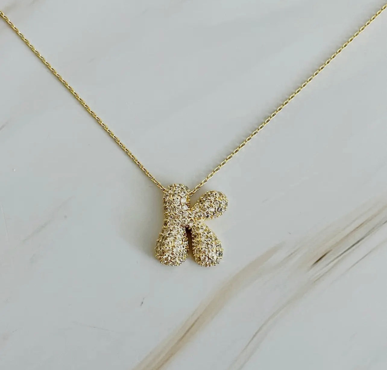 Crystal Bubble Initial Necklace