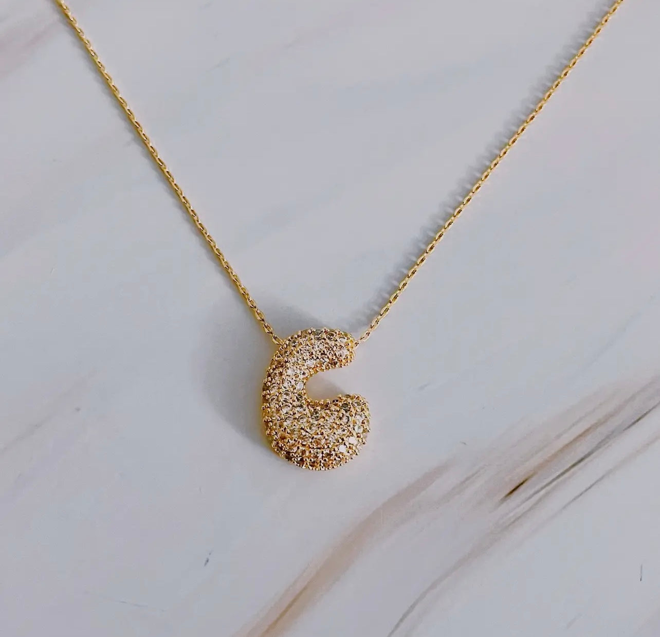 Crystal Bubble Initial Necklace