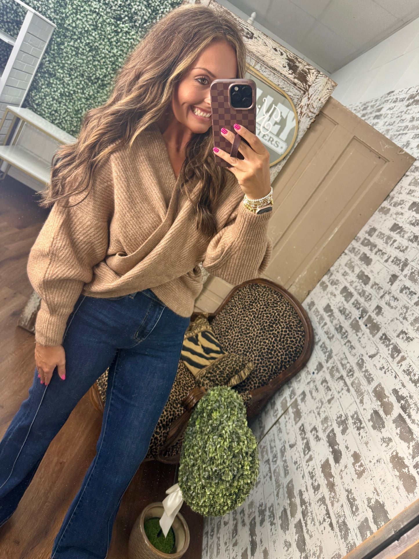 Fall Knit Crossover Sweater