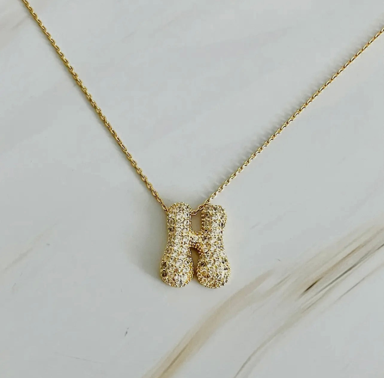 Crystal Bubble Initial Necklace