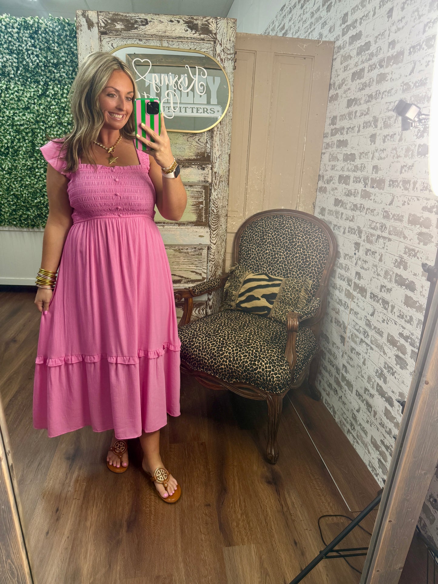 Adley Pink Midi Dress