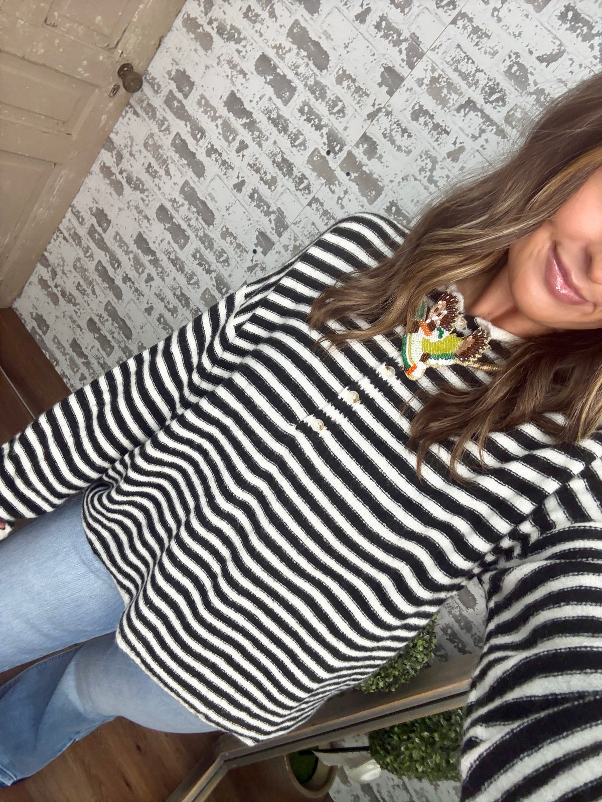 Relaxed Stripe Henley Top