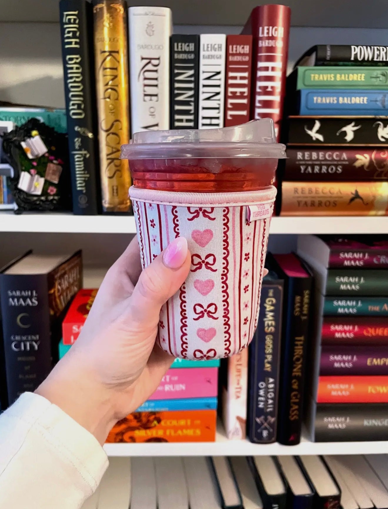 Valentines Stripes Iced Coffee Drink Sleeve