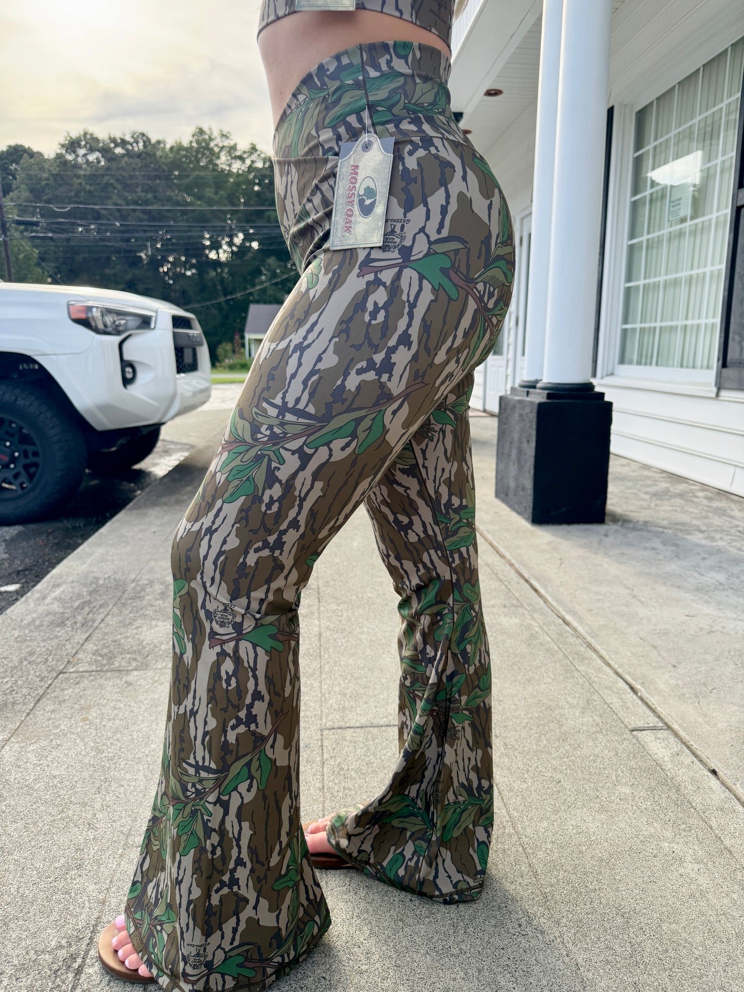 Local Girl Green Leaf Flare Leggings