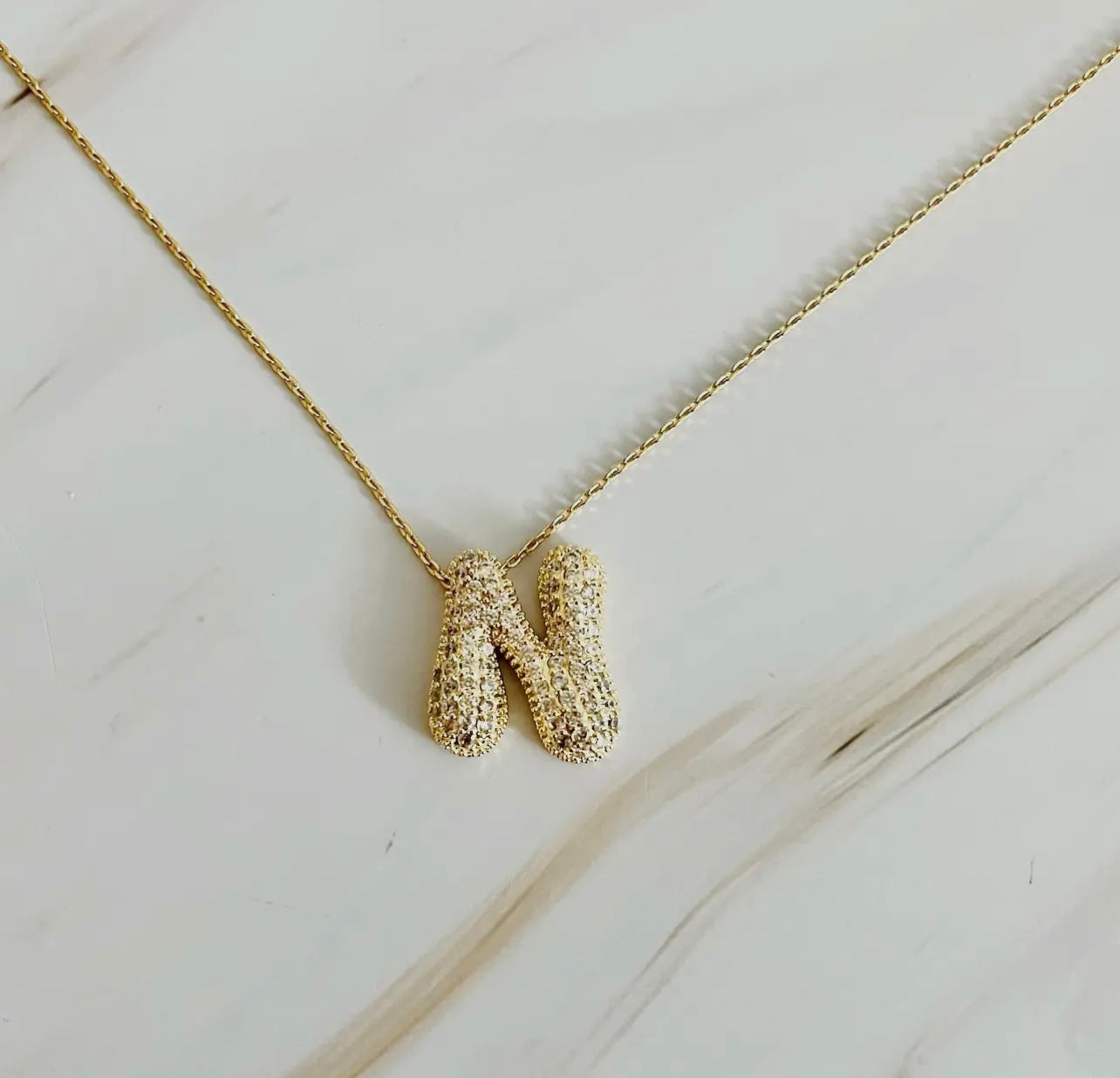 Crystal Bubble Initial Necklace