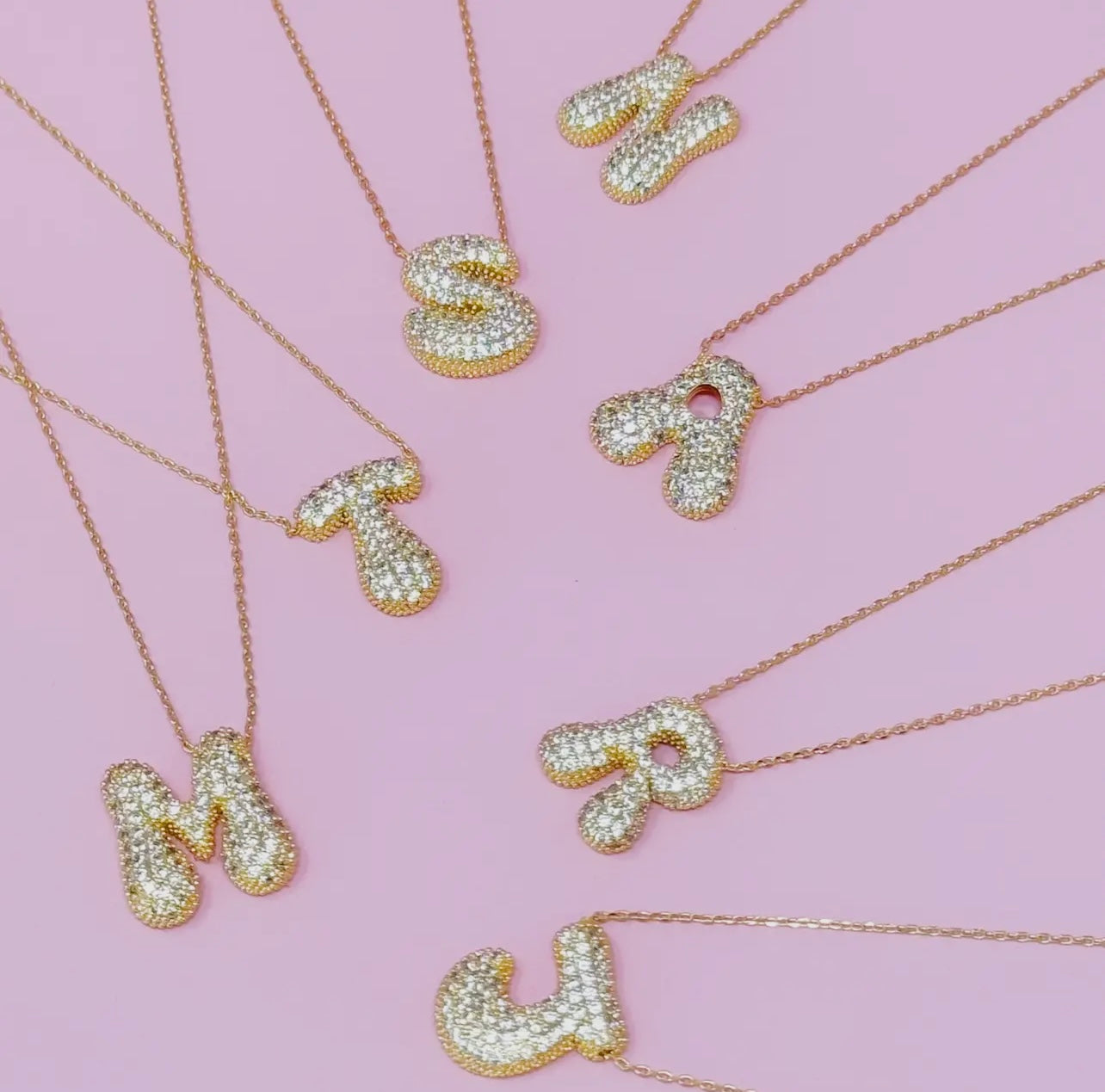 Crystal Bubble Initial Necklace