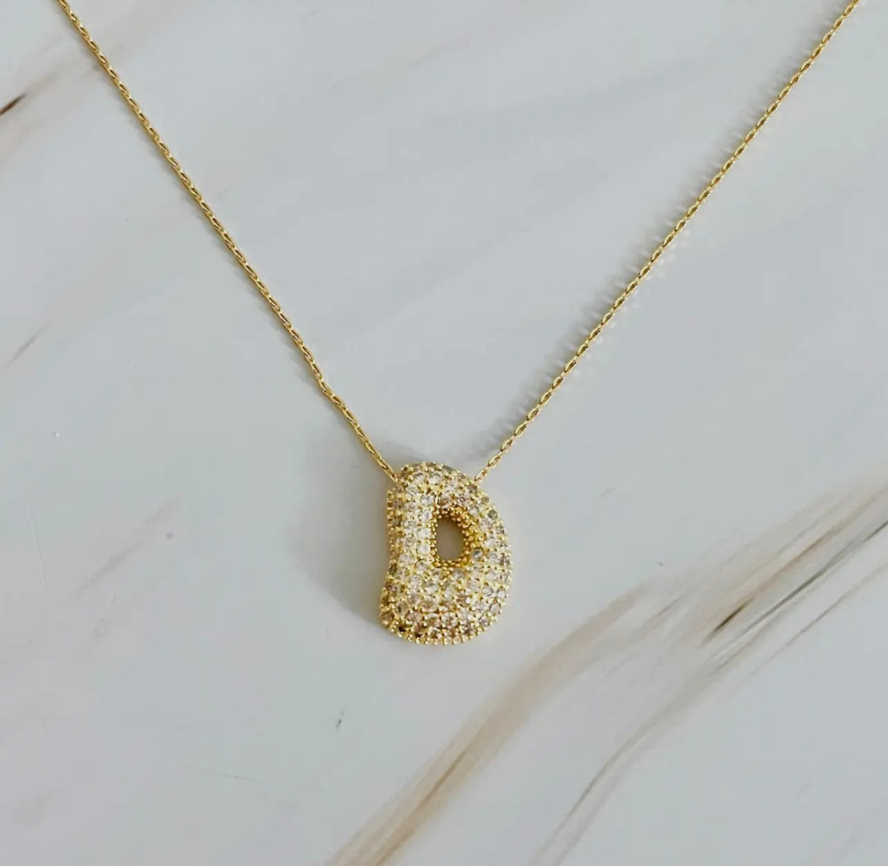 Crystal Bubble Initial Necklace