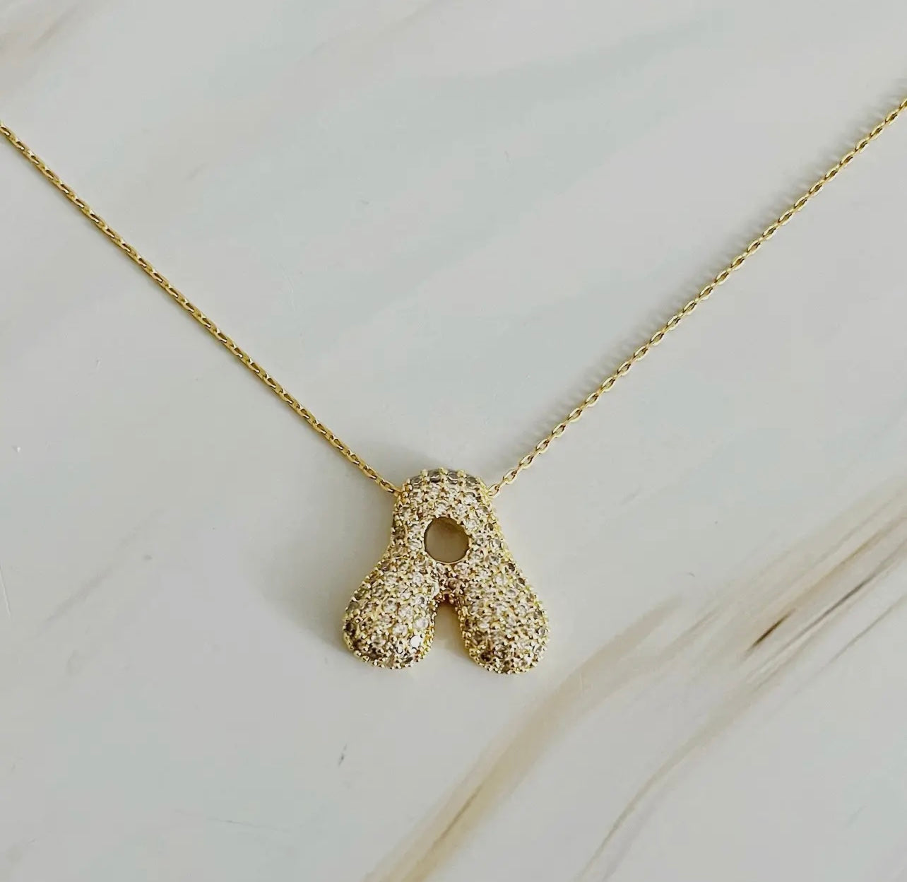 Crystal Bubble Initial Necklace