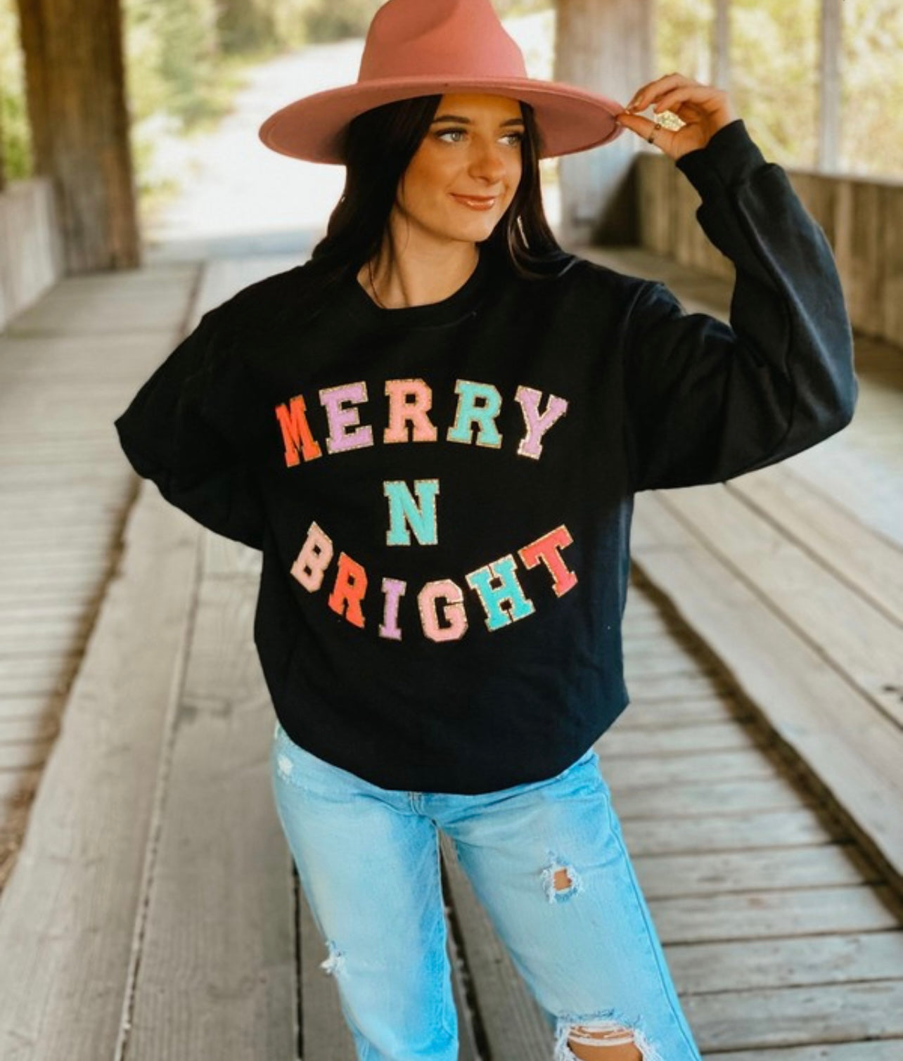 Merry N Bright Chenille Patch Sweatshirt
