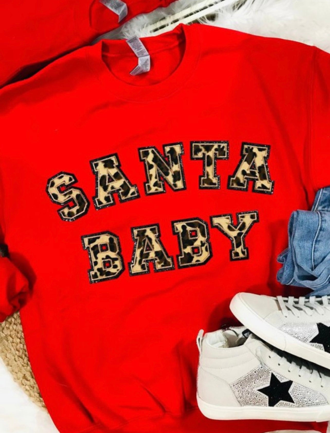 Santa Baby Chenille Patch Sweatshirt