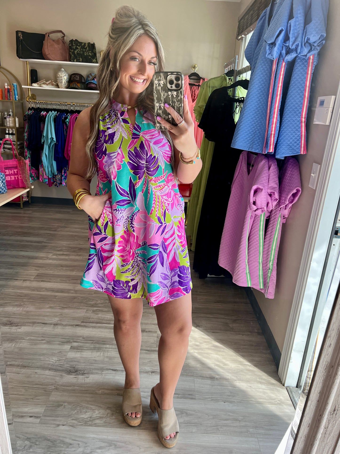 Summer Tropical Leaf Print Dress