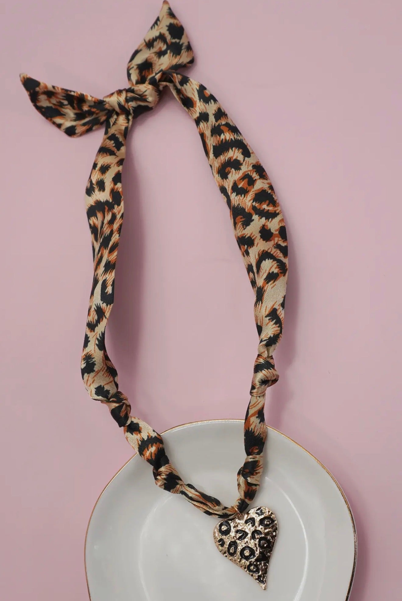 Cheetah Heart Scarf Necklace