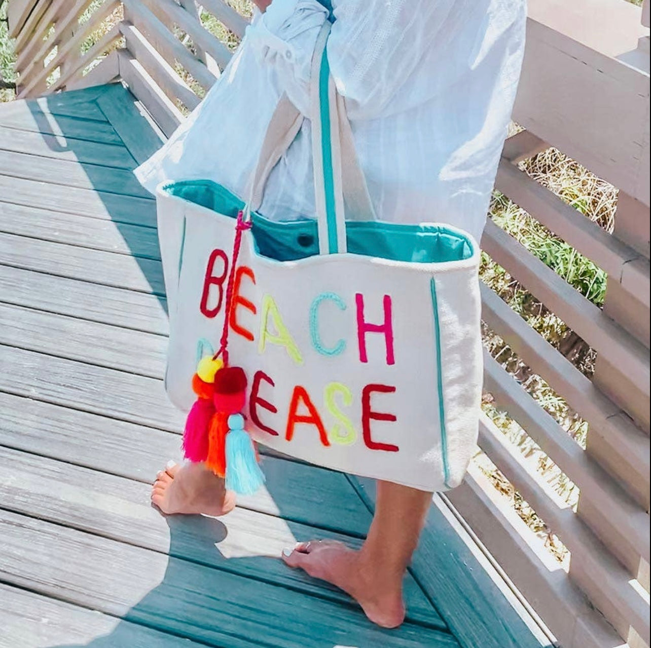 Beach Please Canvas Tote