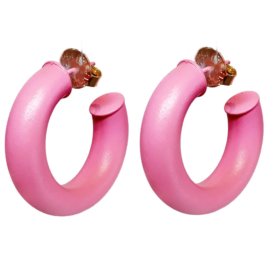 Pink Painted Small Chantal Hoops