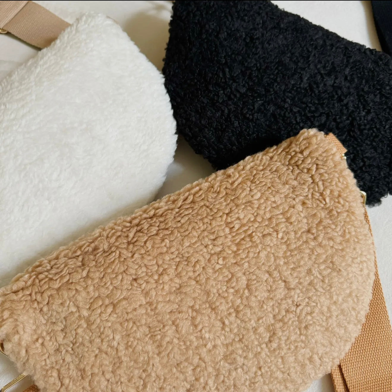 Fuzzy & Quilted Sling Bag