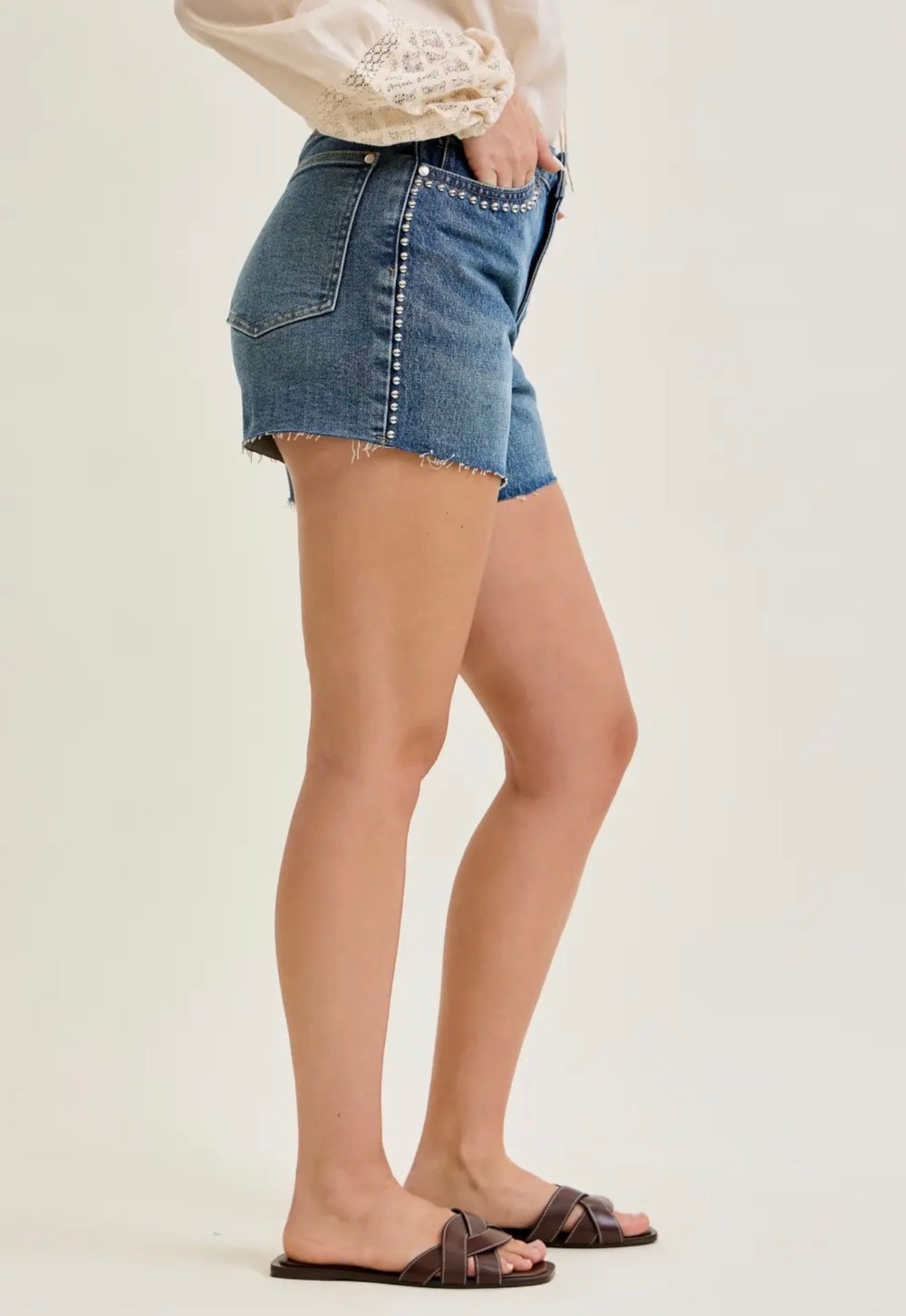 Judy Blue HW Studded Denim Shorts