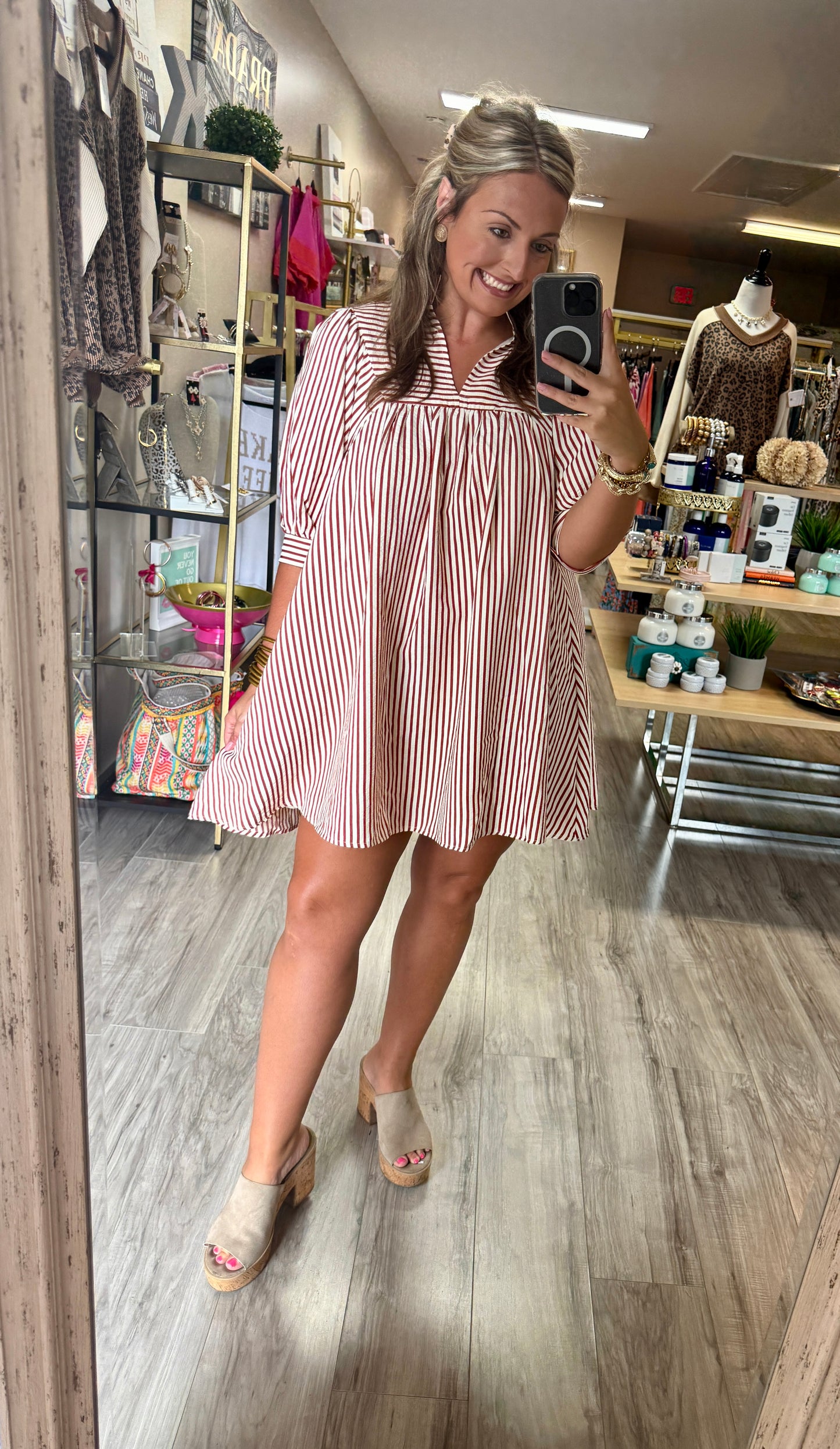 Seersucker Spice Brick Dress