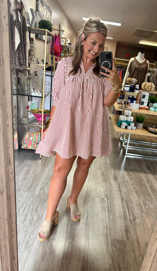 Seersucker Spice Brick Dress