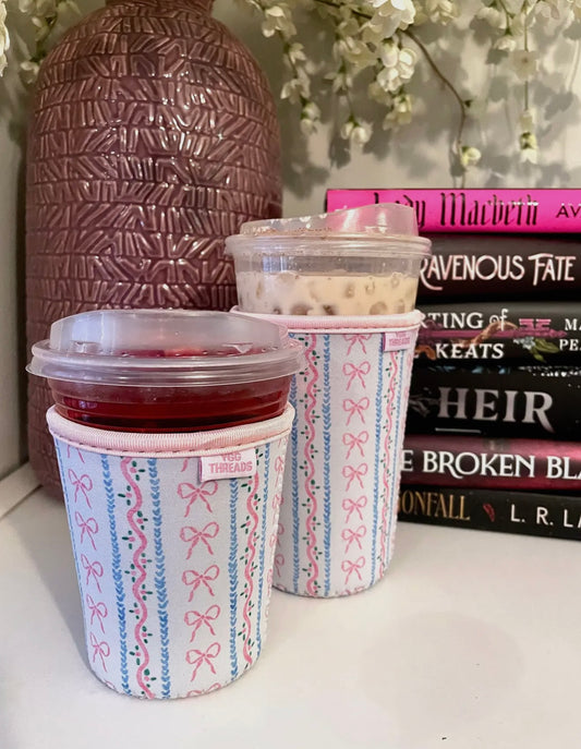 Bow Stripes Iced Coffee Drink Sleeve