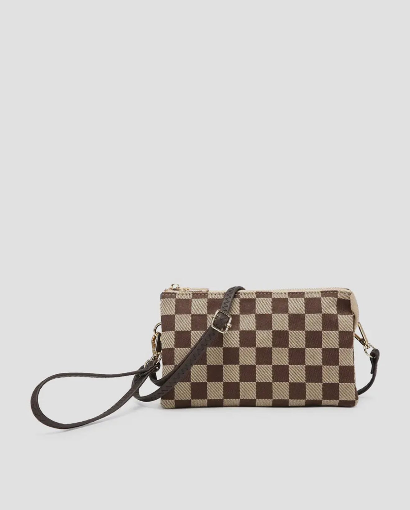 Riley Checkered 3 Compartment Crossbody/Wristlet