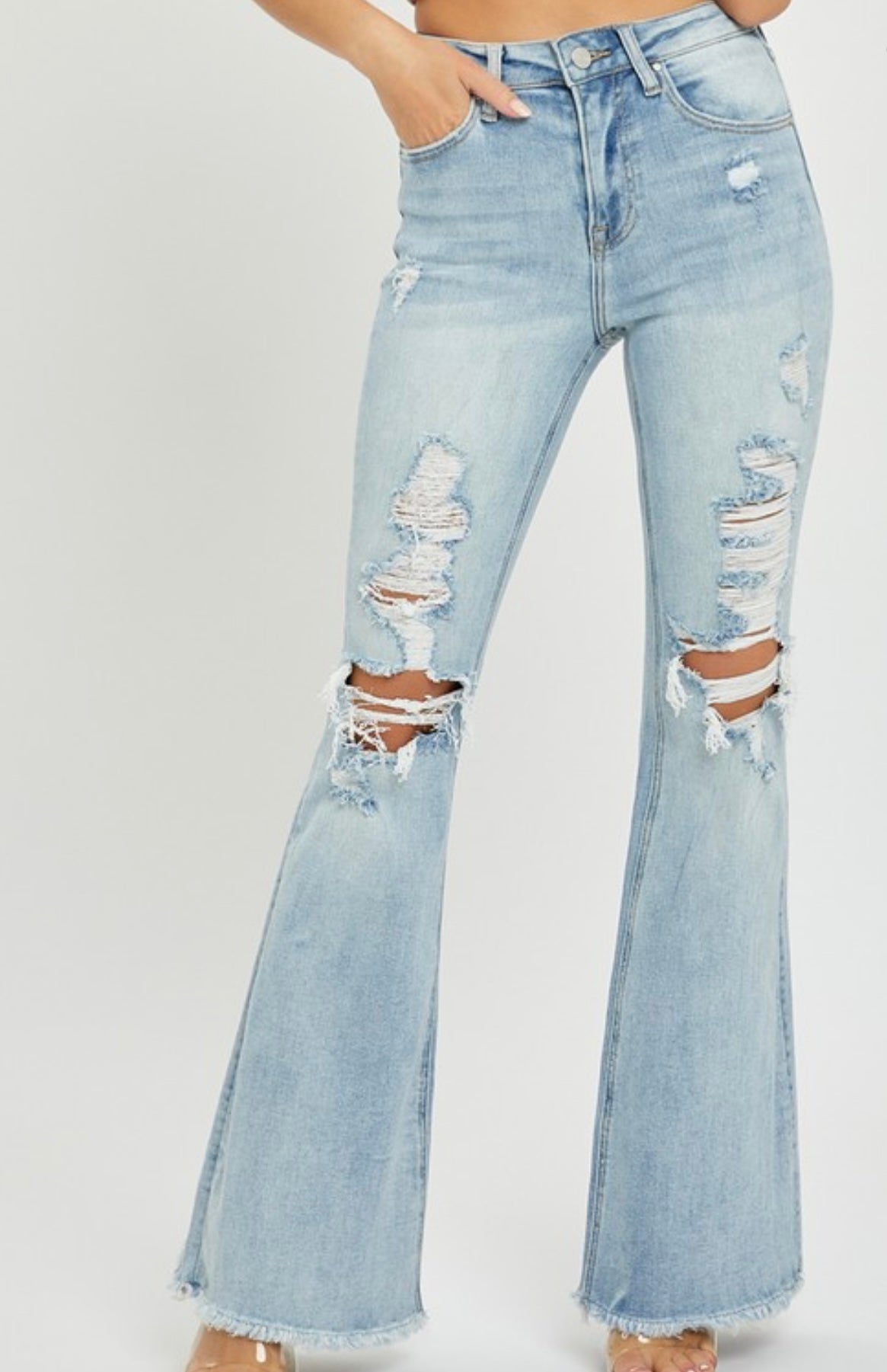 RESTOCK Rudy Distressed Flare Jeans