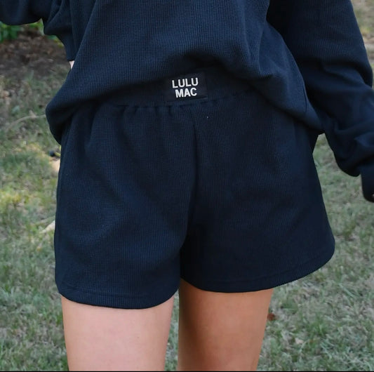 LuluMac Waffle Black Shorts