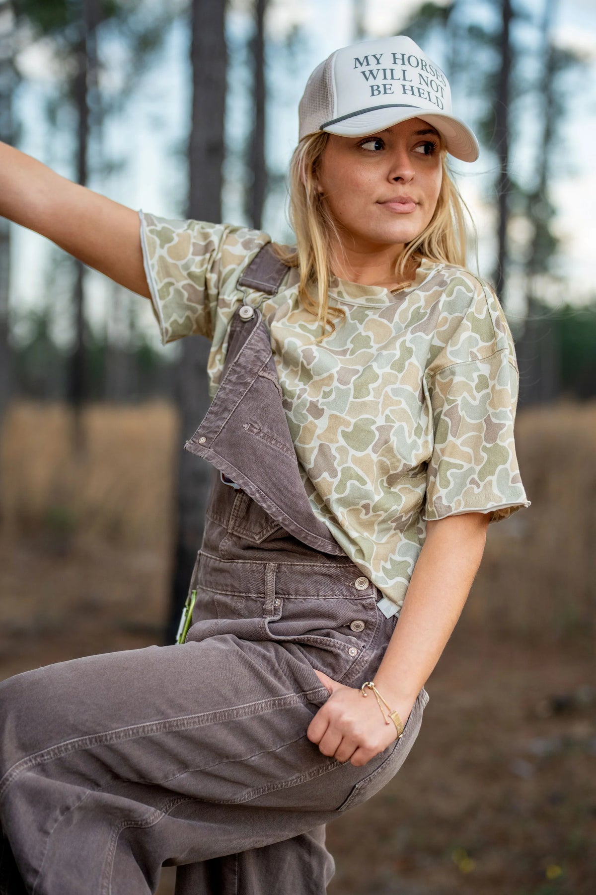 Local Girl Boxy Crop T-Shirt-Forest Camo Desert