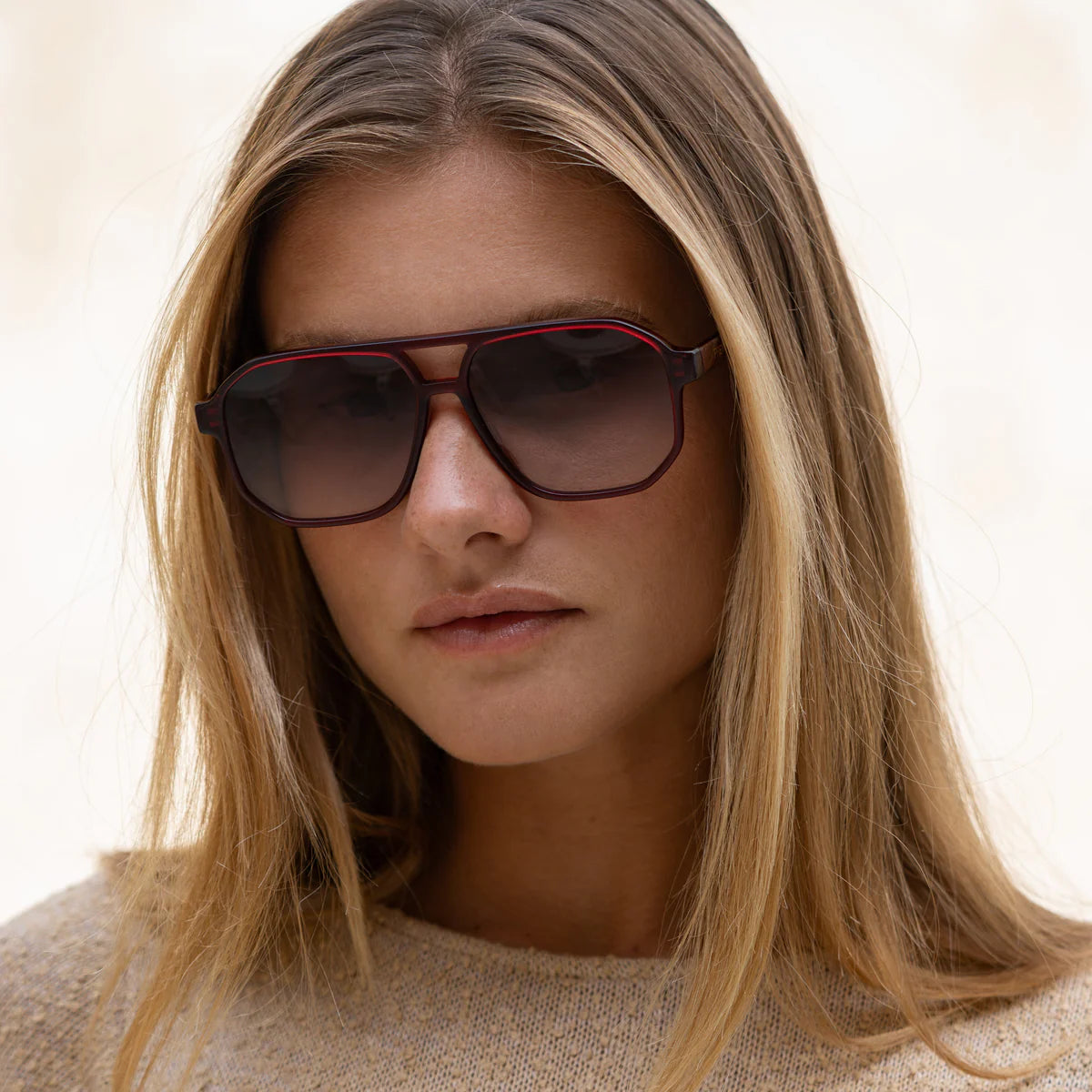 Billie Aviator Sunglasses Dark Cherry