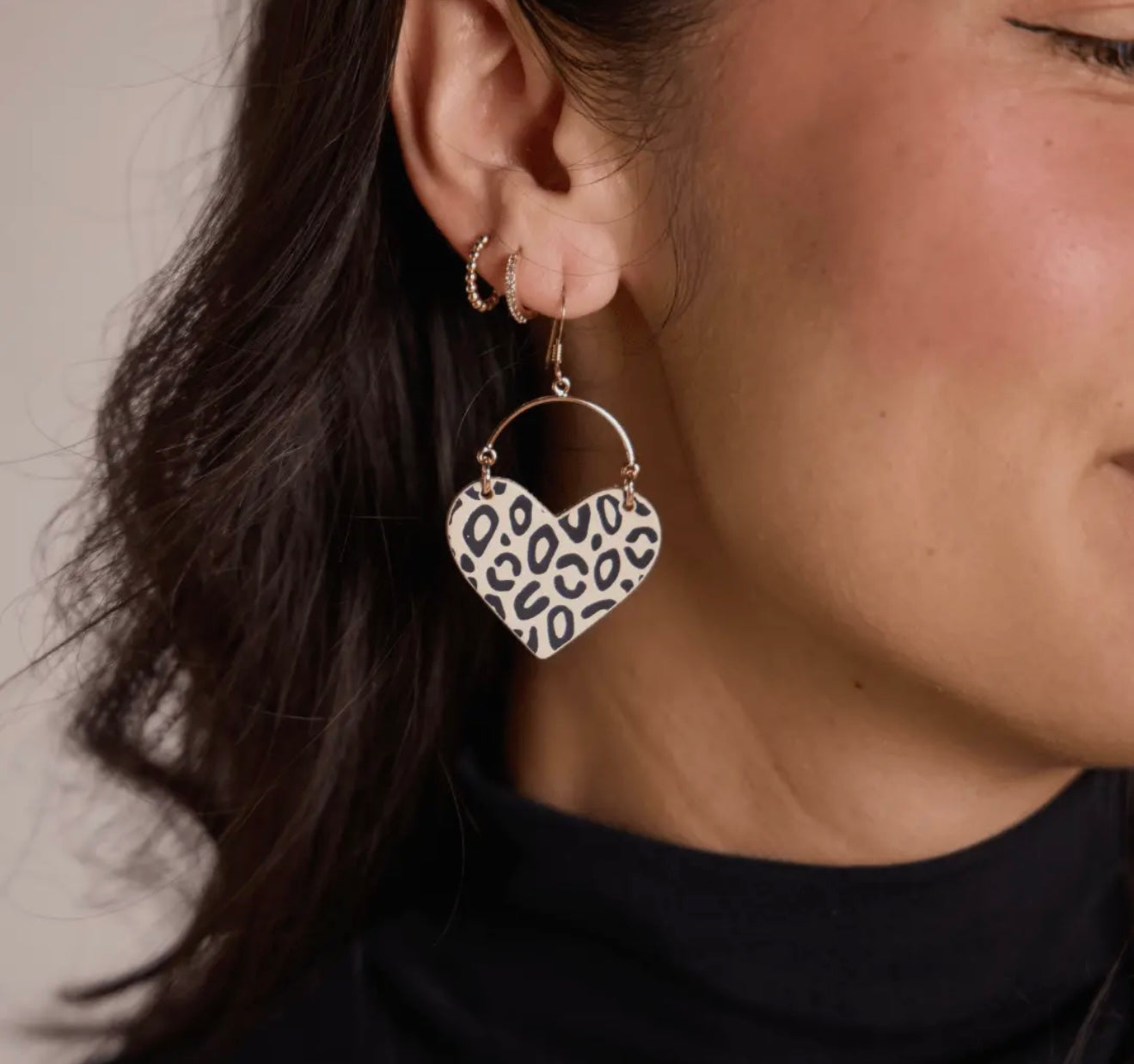 Nickel & Suede Ecru Posh Leopard Lover