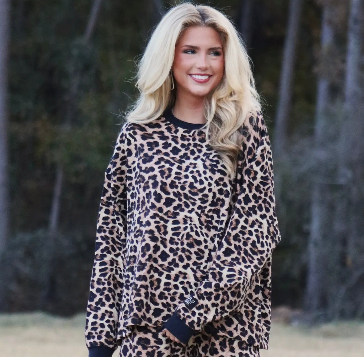 LuluMac Waffle Long Sleeve Top - Leopard