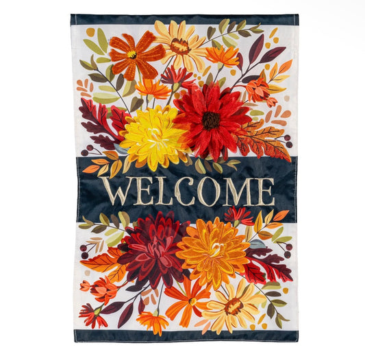 Fall Floral Appliqué Garden Flag