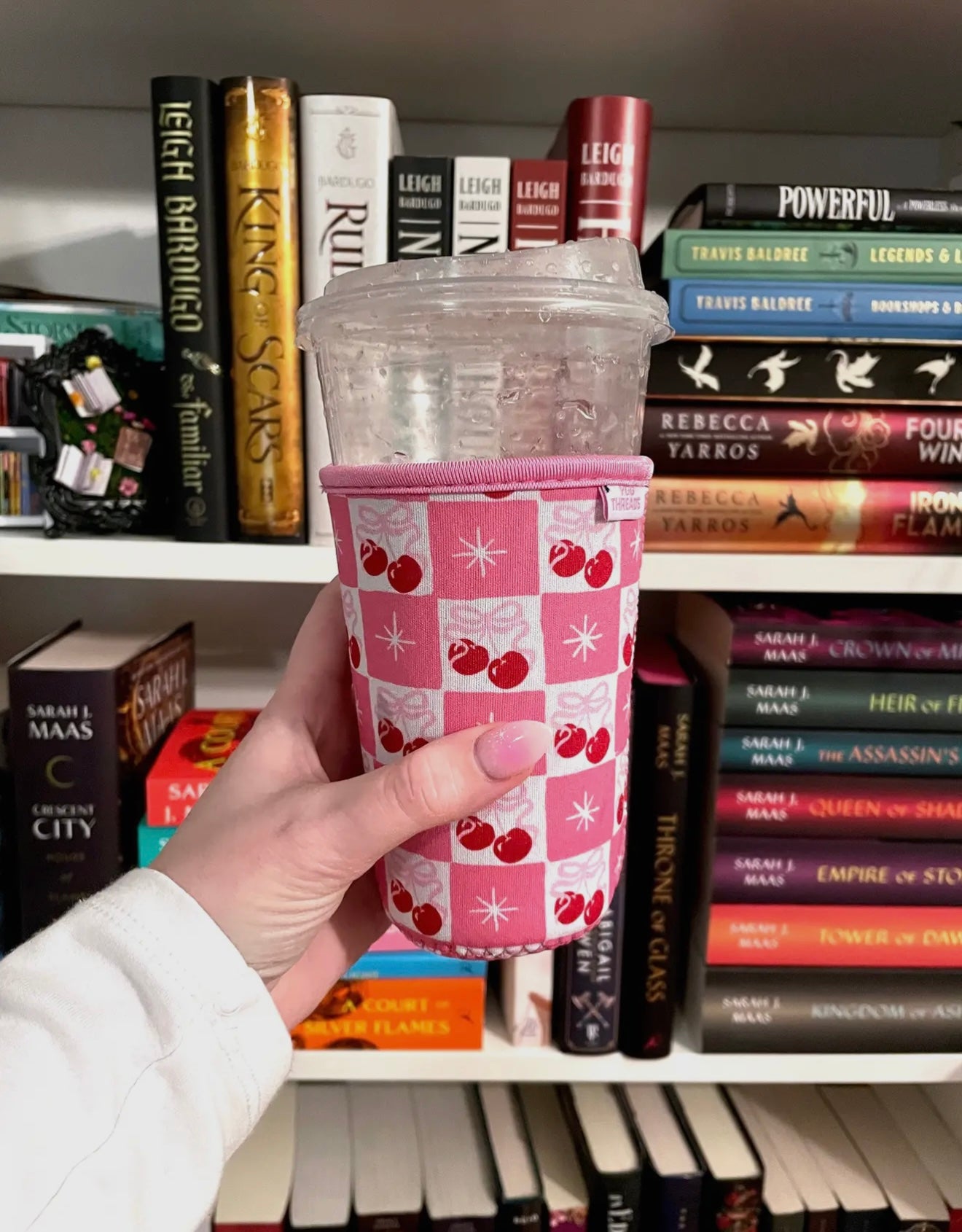 Cherry Bow Coquette Girl Iced Coffee Drink Sleeve