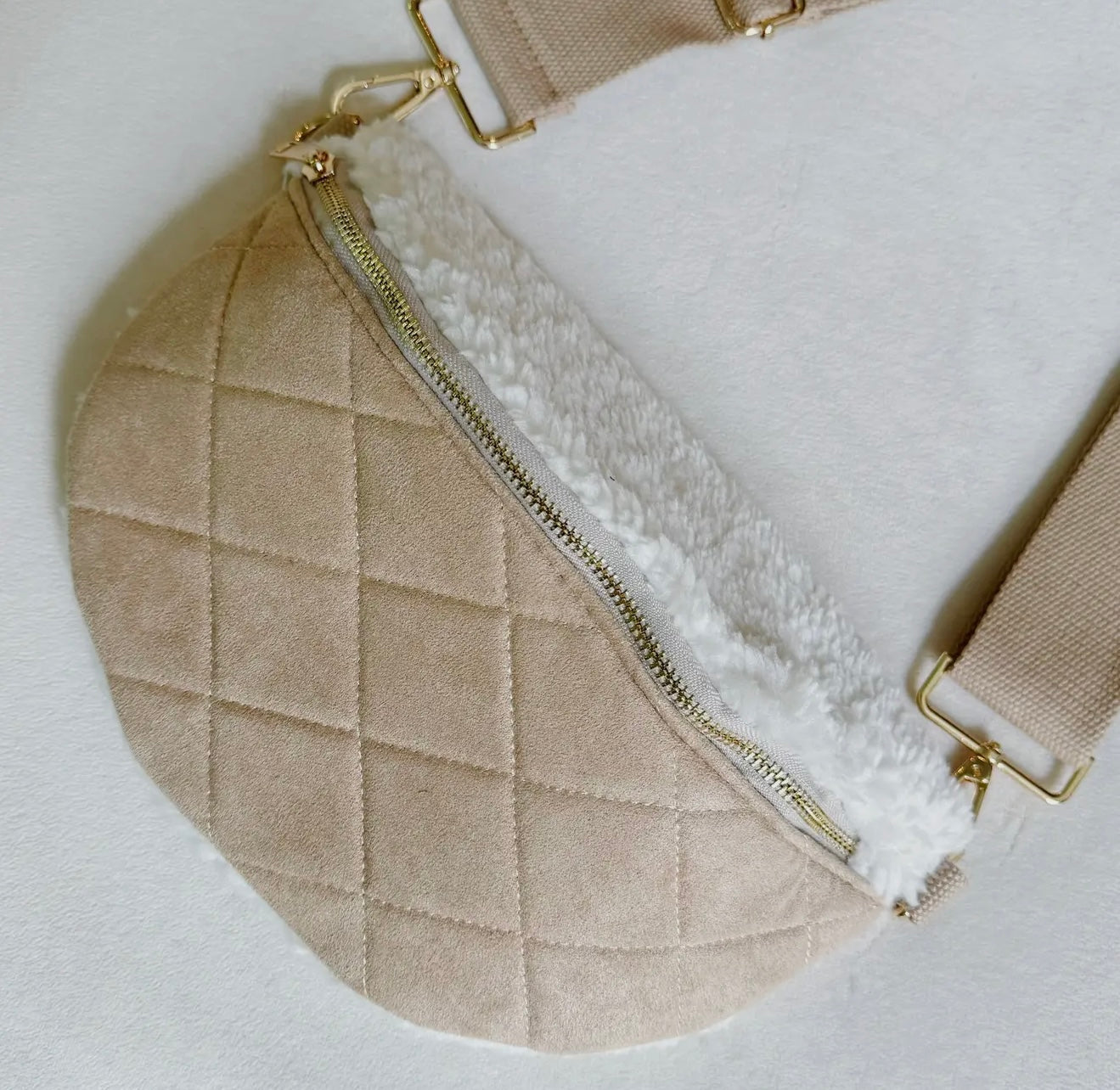 Fuzzy & Quilted Sling Bag