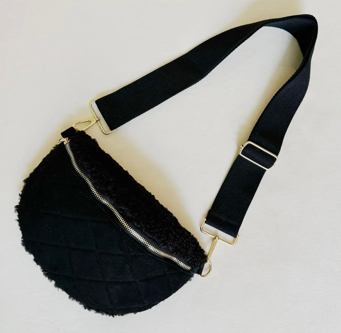 Fuzzy & Quilted Sling Bag