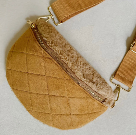 Fuzzy & Quilted Sling Bag