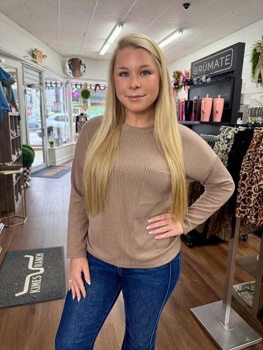Acorn Long Sleeve Ribbed Top