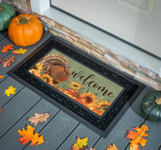 Grateful Gatherings Turkey Flocked Coir Sassafras Switch Mat