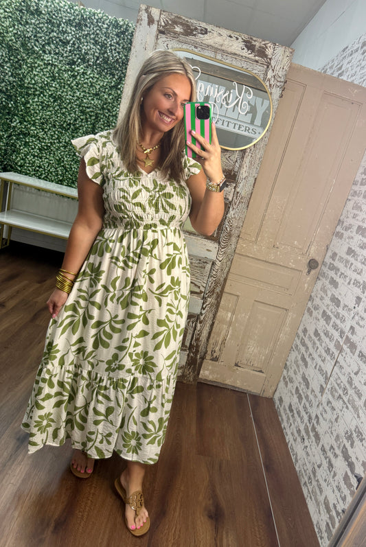 Coastal Bloom Midi Dress