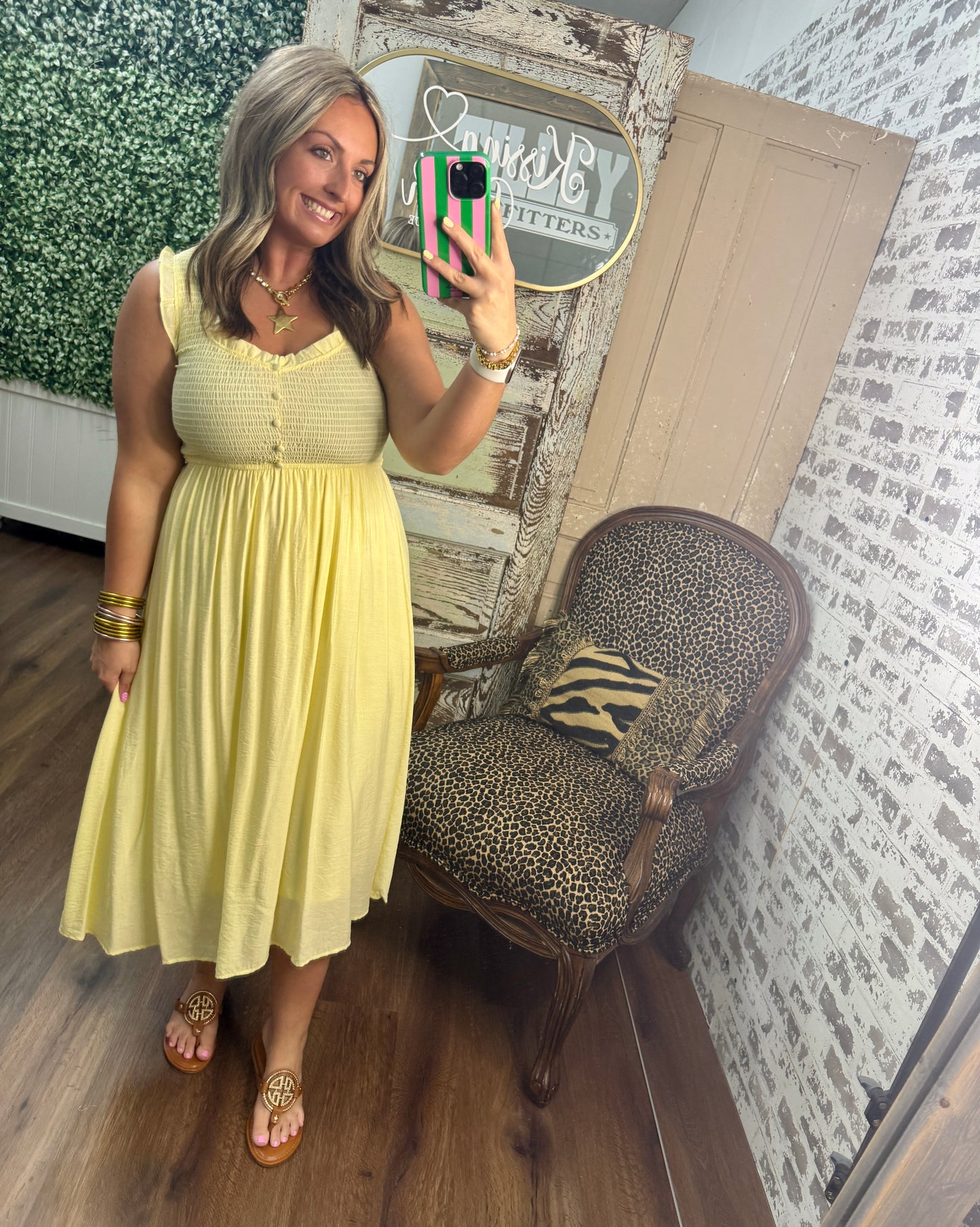 Millie Sweetheart Midi Dress - Yellow
