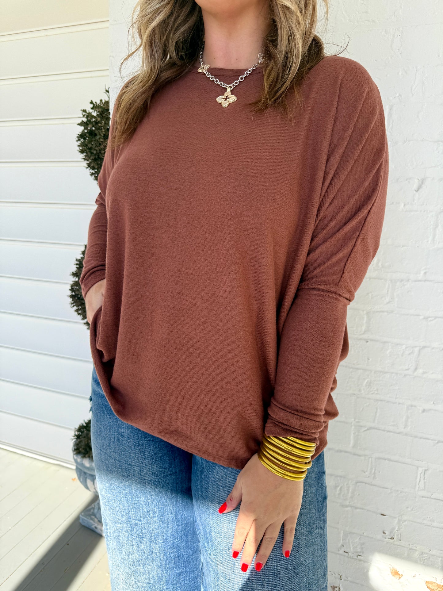 Chestnut Phase Dolman Sleeve Top
