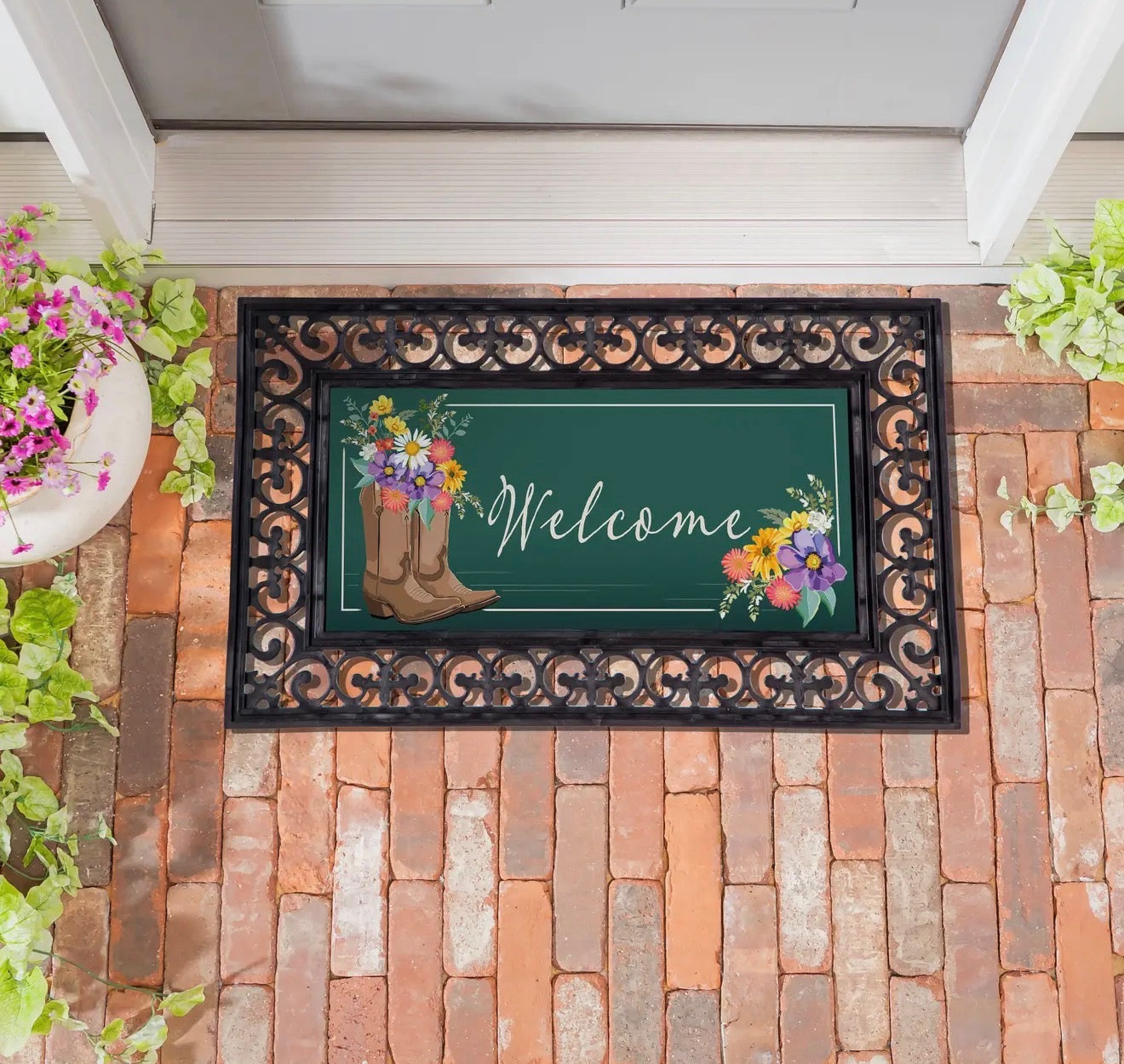 Sassafras Boots and Bows Floral Switch Mat