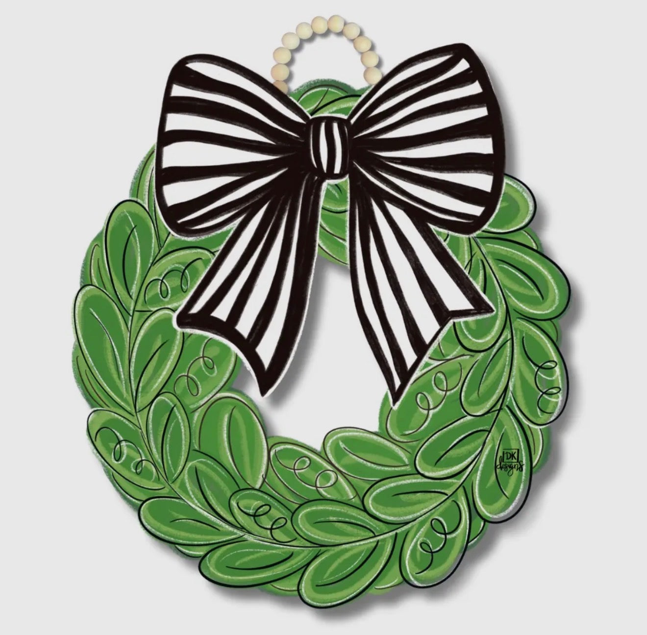Black and White Bow Wreath Door Hanger