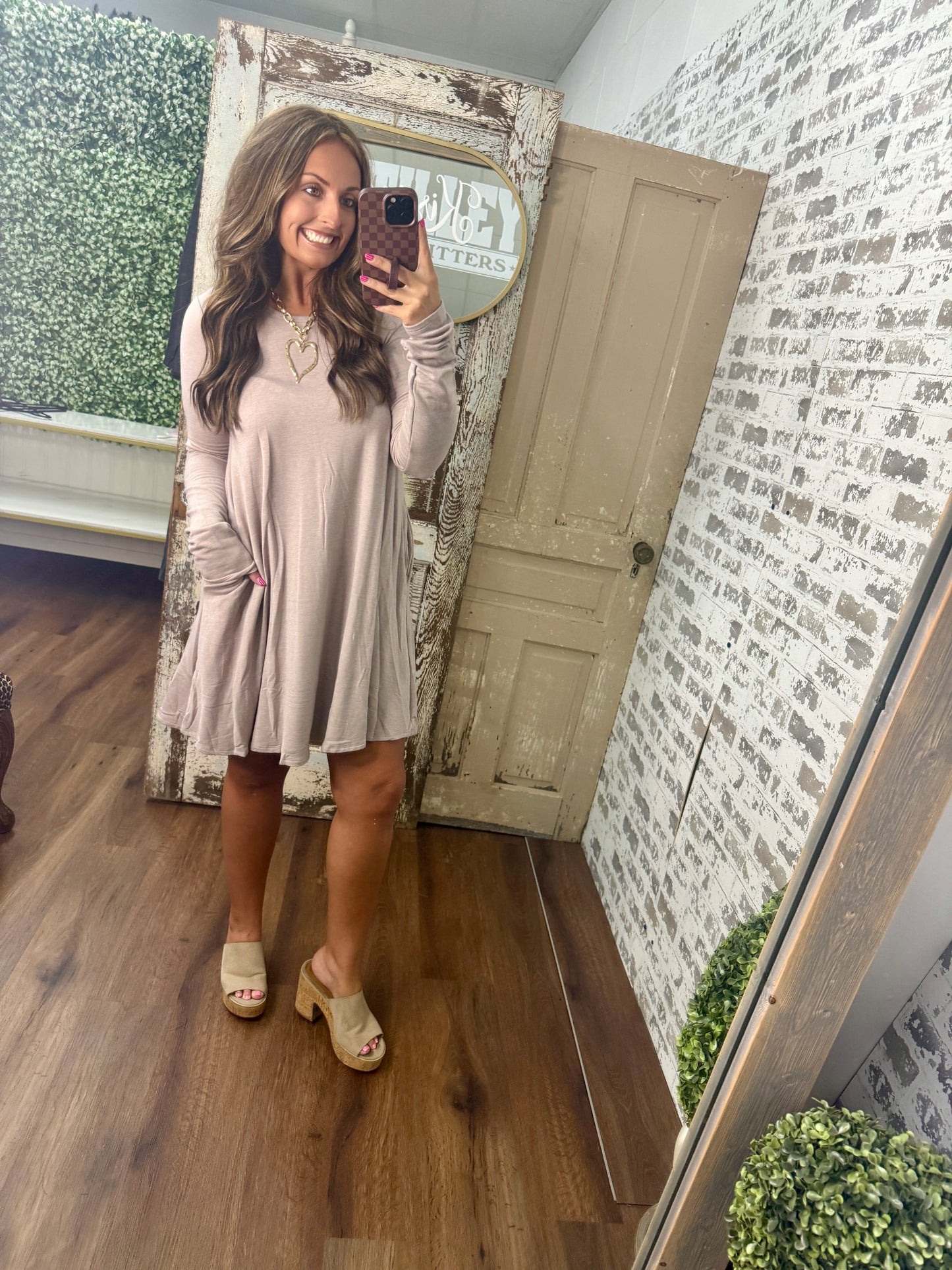 Jake Long Sleeve Crewneck Dress
