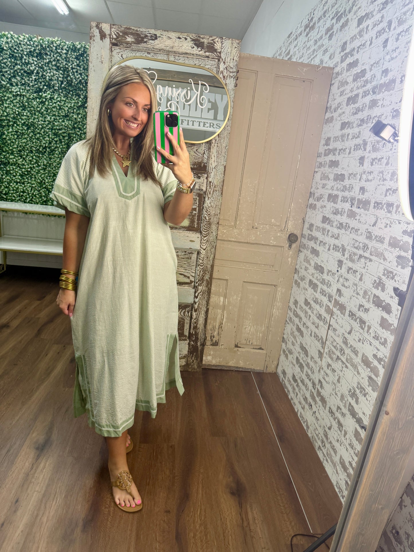 Seafoam Stripe Maxi Dress