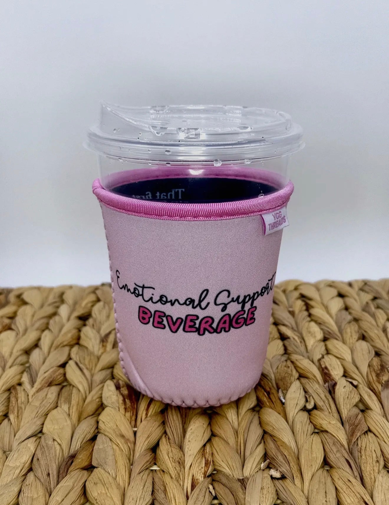 Pink Emotional Support Iced Coffee Drink Sleeve